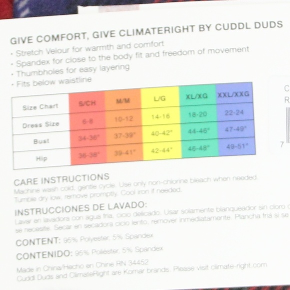 Cuddl Duds Climate Right Top Leggings Plaid New - Picture 5 of 7